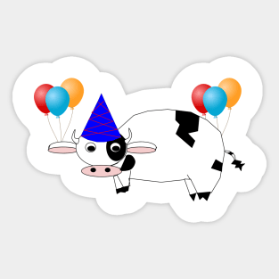 Birthday Cow Sticker